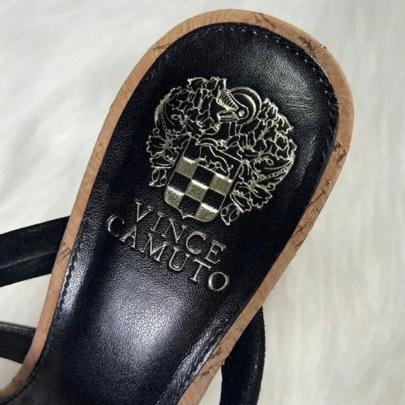 Vince Camuto Patres Platform Black Leather Sandals Size 9M - Picture 3 of 9